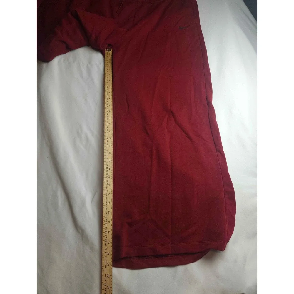 Nike Sportswear Wide Leg Sweatpants Burgundy Red Fleece High Waist XL Womens